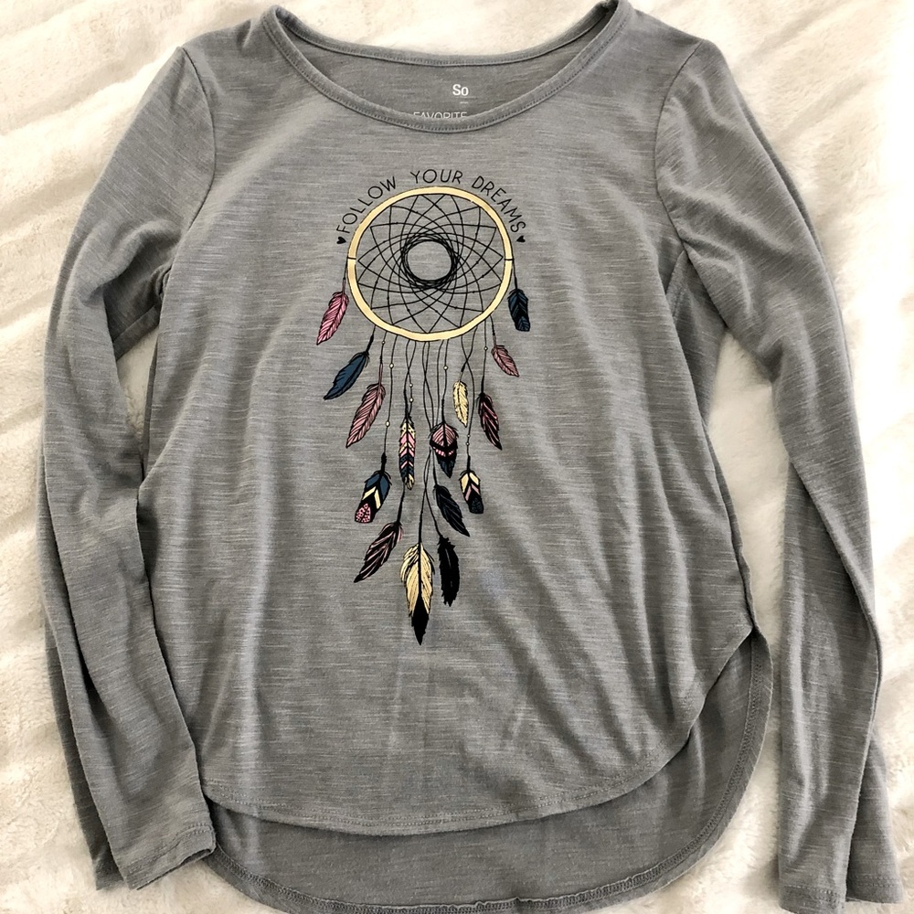 Gray dream catcher long sleeve tee, size M